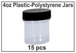 4oz Plastic-Polystyrene Jars - 15/case