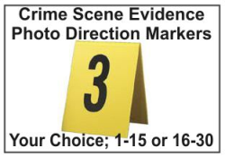 Crime Scene Evidence Photo Markers
Evidence Photo Markers
Photo Direction 1-15