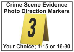 Crime Scene Evidence Photo Markers
Evidence Photo Markers
Photo Direction 1-15