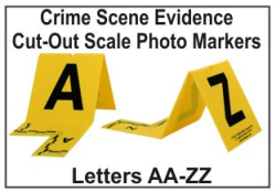 Evidence Photo Marker 
Photo Marker with Cut-Out Scale - AA-ZZ
Crime Scene Evidence Photo Markers