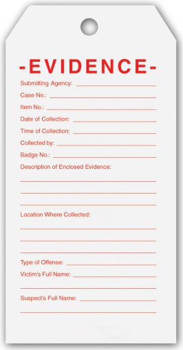 Evidence ID Only Tags - 100 tags/pkg