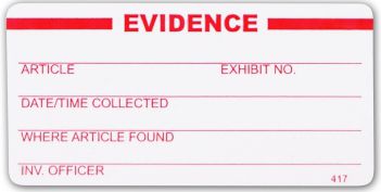 White Super-Stick Evidence Seal - "Evidence" - 100/roll