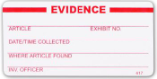 White Super-Stick Evidence Seal - "Evidence" - 100/roll