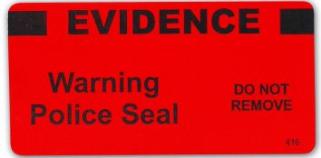 Red Evidence Warning Police Seal - "Evidence" - 100/roll