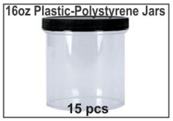 16oz Plastic-Polystyrene Jars - 15/case