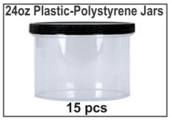 24oz Plastic-Polystyrene Jars - 15/case