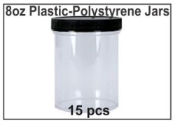8oz Plastic-Polystyrene Jars - 15/case
