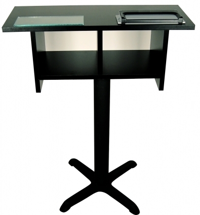 Pedestal Station W/2 Card Holder, Glass Slab